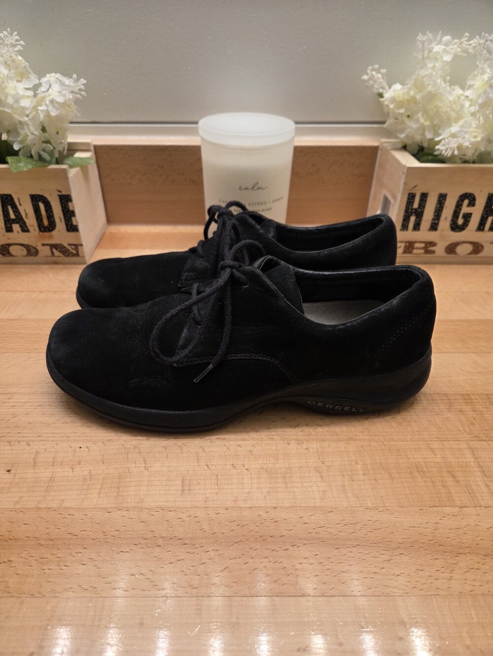 Merrell Topo Pure Oxford Lace-up Shoes Black Suede Womens Size 10 - Picture 3 of 10